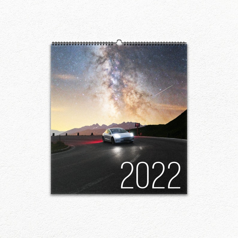 Tesla Model 3 calendar 2022 astrophotography lightpainting