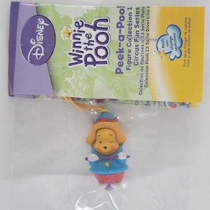 Winnie The Pooh Peek A Pooh Figure Collection #13 Circus Fun Series Tightrope Walker Leaflet Tomy Yujin Disney Keychain Vending machine Toy