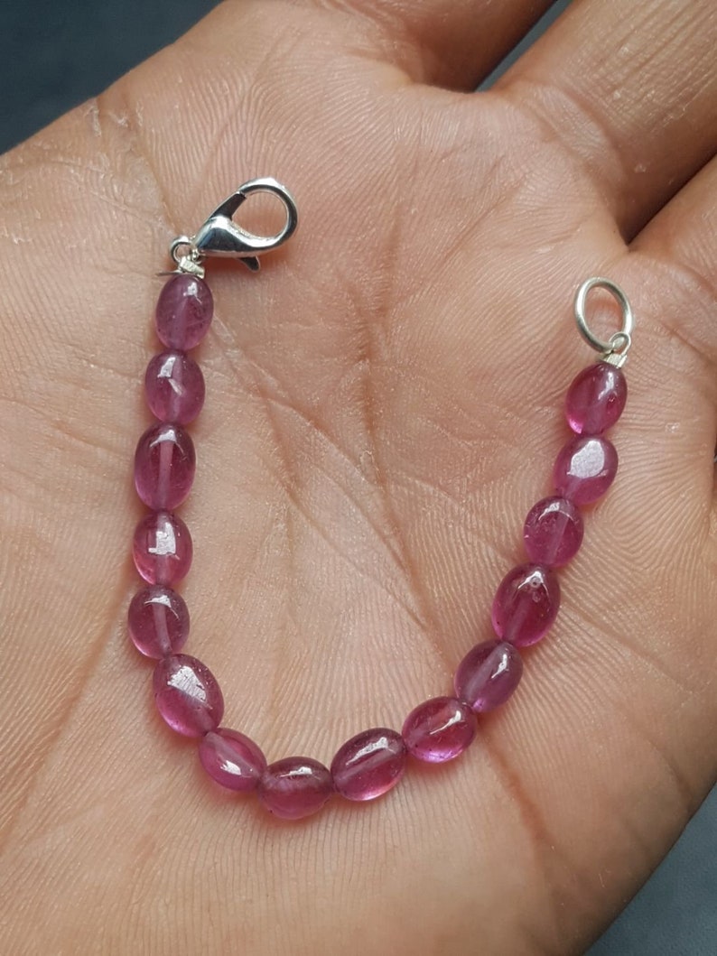 5 Inch Pink Sapphire Bracelet AAA Quality Bracelet 6-7.5 MM Size Loose Gemstone C3554 Natural Pink Sapphire Oval Shape Smooth Beads