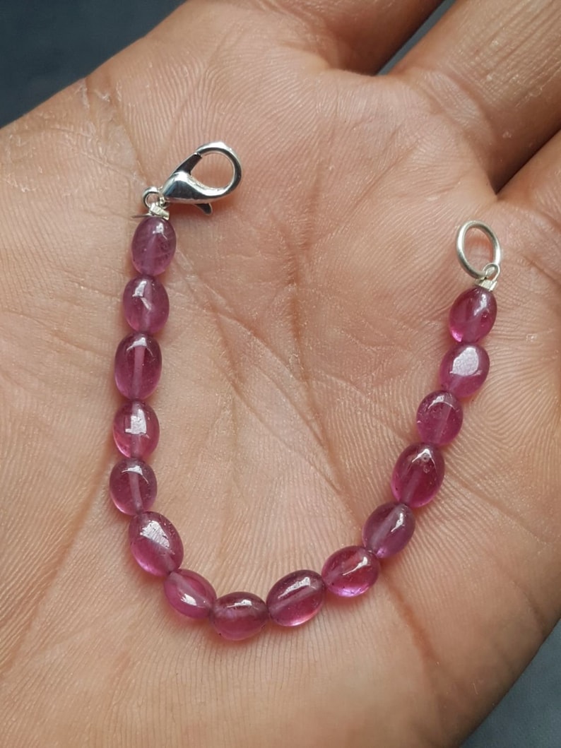 5 Inch Pink Sapphire Bracelet AAA Quality Bracelet 6-7.5 MM Size Loose Gemstone C3554 Natural Pink Sapphire Oval Shape Smooth Beads