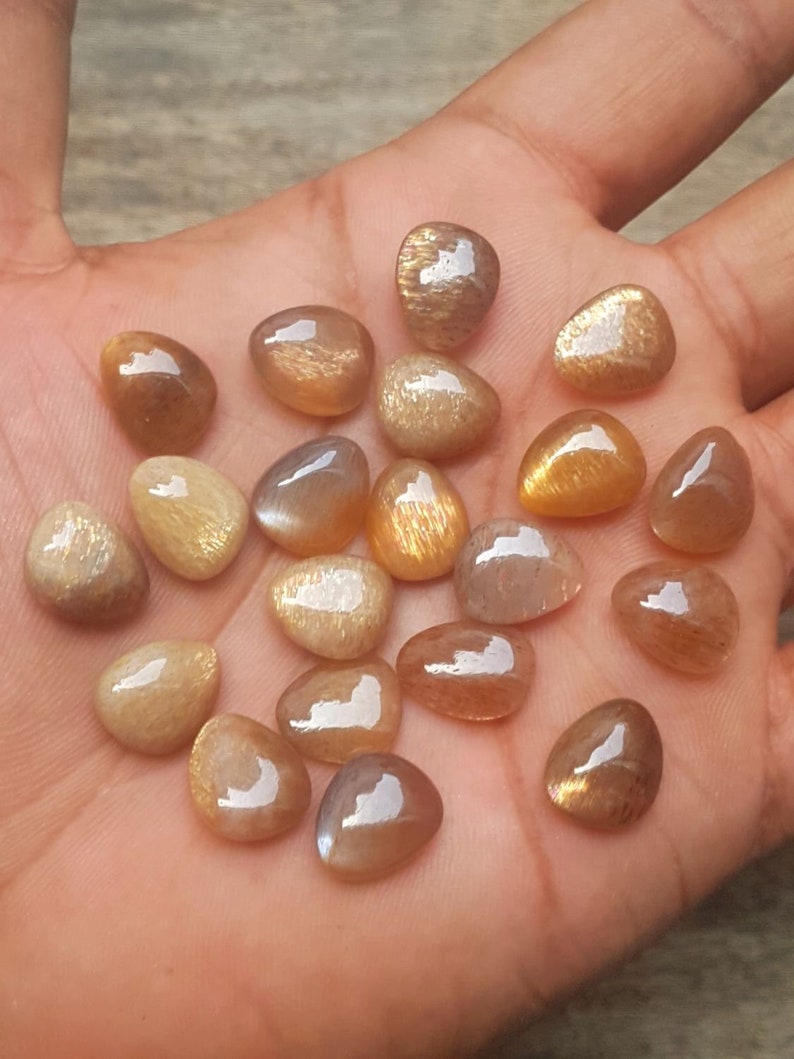 C6462 AAA Quality Loose Gemstone 13x11 MM Size Natural Sunstone Fancy Shape Both Side Smooth 4 Pcs Sunstone Smooth Briolettes
