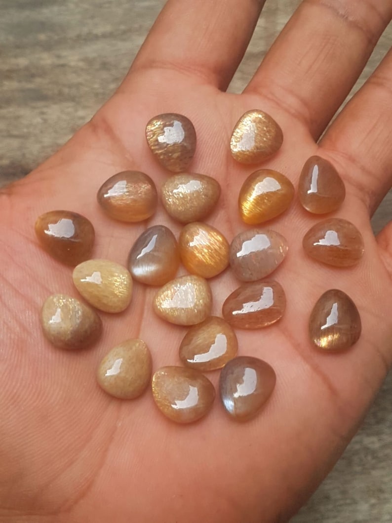 C6462 AAA Quality Loose Gemstone 13x11 MM Size Natural Sunstone Fancy Shape Both Side Smooth 4 Pcs Sunstone Smooth Briolettes