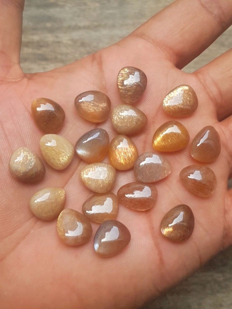 C6462 AAA Quality Loose Gemstone 13x11 MM Size Natural Sunstone Fancy Shape Both Side Smooth 4 Pcs Sunstone Smooth Briolettes