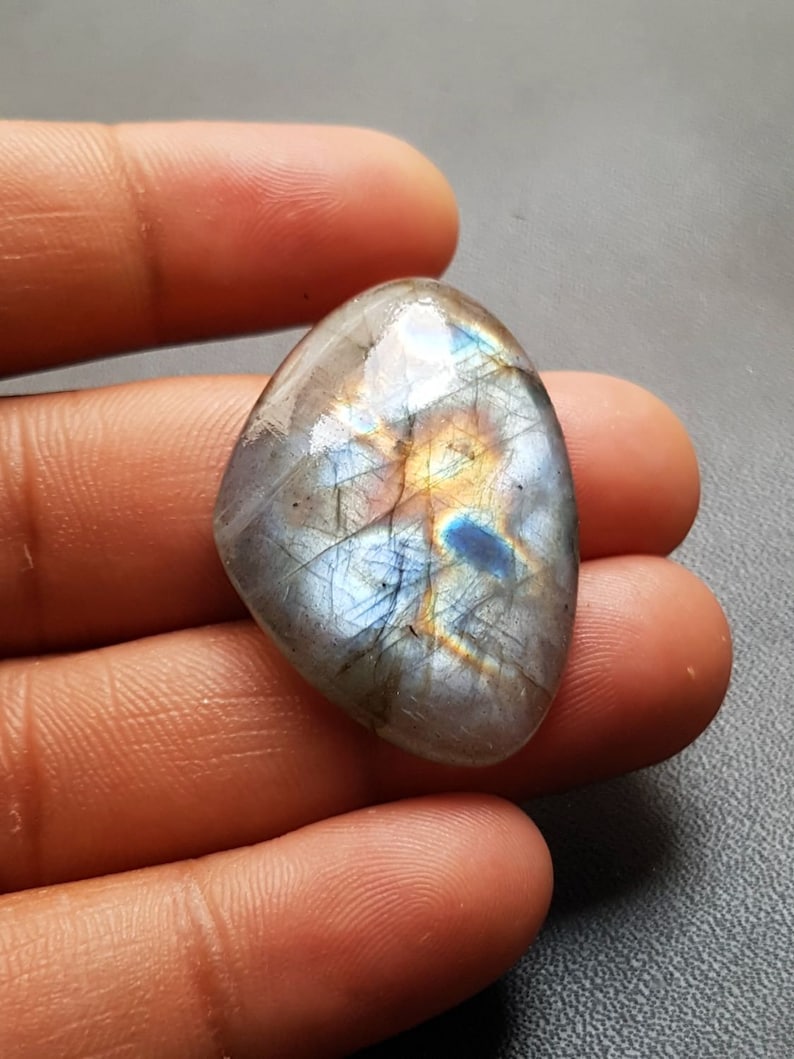 AAA Quality Strong Flashy Labradorite Cabochons 24.5x35x6 MM C297 Loose Gemstone Natural Labradorite Heart Shape Smooth Cabochon