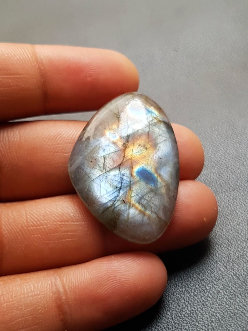 AAA Quality Strong Flashy Labradorite Cabochons 24.5x35x6 MM C297 Loose Gemstone Natural Labradorite Heart Shape Smooth Cabochon