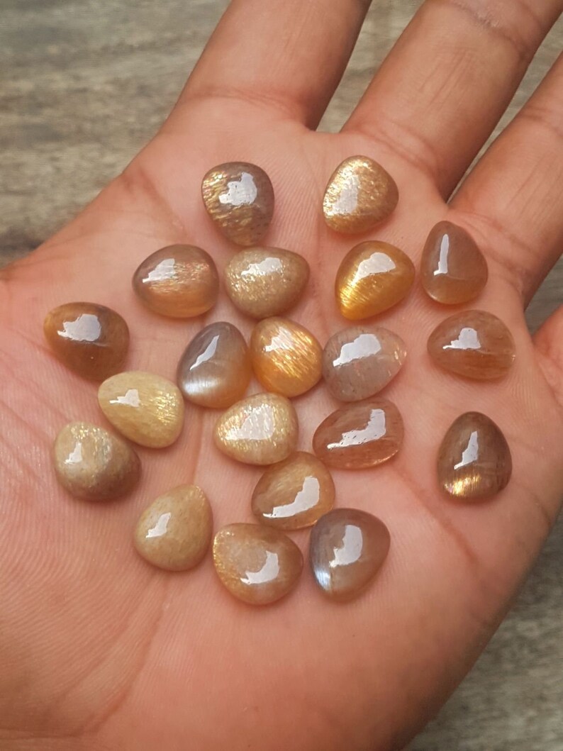 C6462 AAA Quality Loose Gemstone 13x11 MM Size Natural Sunstone Fancy Shape Both Side Smooth 4 Pcs Sunstone Smooth Briolettes