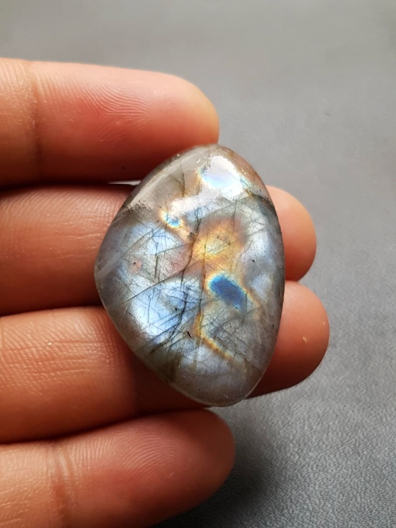 AAA Quality Strong Flashy Labradorite Cabochons 24.5x35x6 MM C297 Loose Gemstone Natural Labradorite Heart Shape Smooth Cabochon