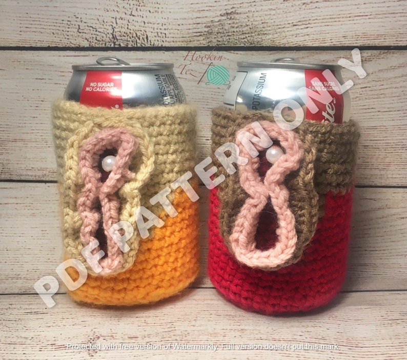 Humorous Pewny Peter Penis Can Cozy Cover Gag Flip Top Gift LGBTQ Funny Nip Slip Crochet Cooter PATTERN ONLY!! Cozy Family
