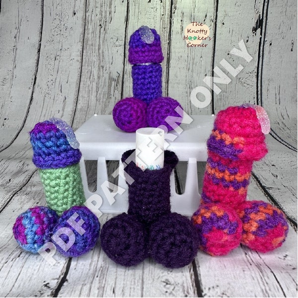 PDF PATTERN!!! Naughty, Humorous, Gag, Crochet, Cock, Dick, Willy Penis Lip Balm Chapstick Holder, Bachelortte Party, Cozy, Funny, LGBTQ2S+