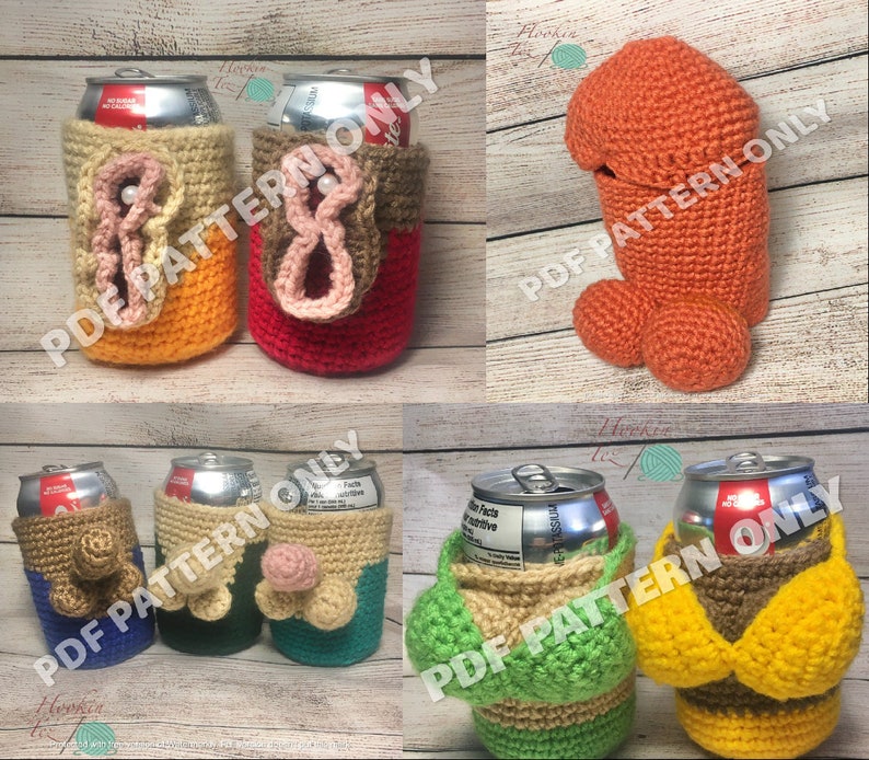 PATTERN ONLY!!! Cozy Family, Crochet, Pewny Peter Penis Can Cozy Cover, Gag, Flip Top, Nip Slip, Cooter, Humorous, Funny, Gift. LGBTQ 
