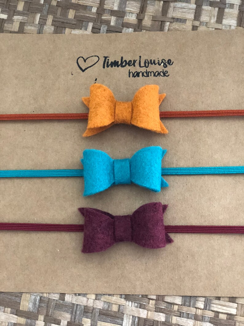 Baby Bow Headband Baby Headband Baby Headband Set Itty Bitty Felt Bow Headband Newborn Headband Baby Girl Headband
