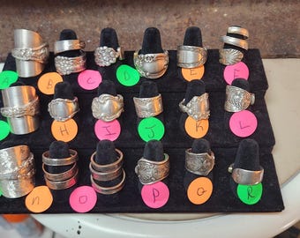 Hand made rings. Spoon, fork and coin rings. Made by me 1 at a time with love.