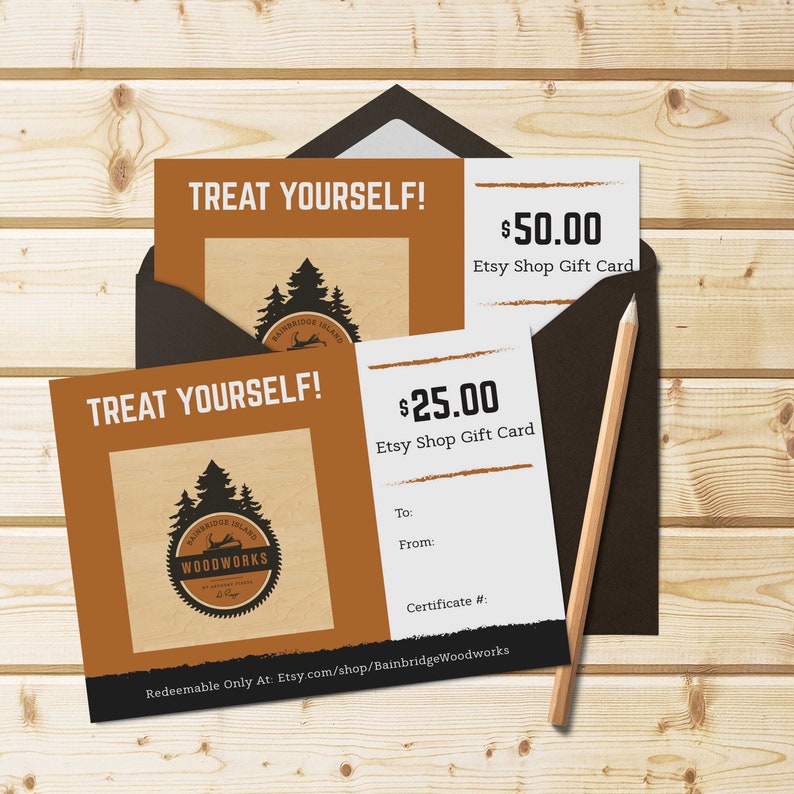 25 Usd Or 50 Usd Printable Gift Certificate Card For Our Etsy Etsy
