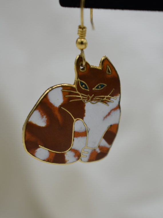 Vintage Gift for Cat Lover Jewelry Enamel Earring… - image 7