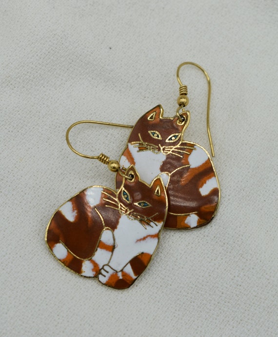 Vintage Gift for Cat Lover Jewelry Enamel Earring… - image 6