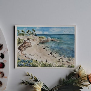 Landscape Painting, Watercolor, beach Painting, paint from picture// mothers day, Beach Watercolor, Nature Painting, ArtbySharyl image 10
