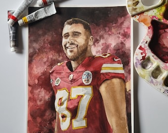 Watercolor Portrait / sports painting / Chiefs / KC Royals / sports hero art / superbowl