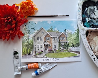 House Painting / Original Watercolor Painting / Art by Sharyl / home portrait / realtor gift / hand drawn house / watercolor painting /