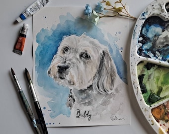 Pet Portrait, Watercolor Art, Original Painting, dog, cat, animal, watercolor // ArtbySharyl, birthday gift, Christmas gift