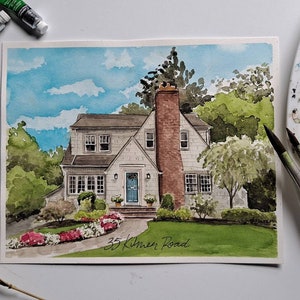 Custom Watercolor House Portrait: Personalized Home Painting