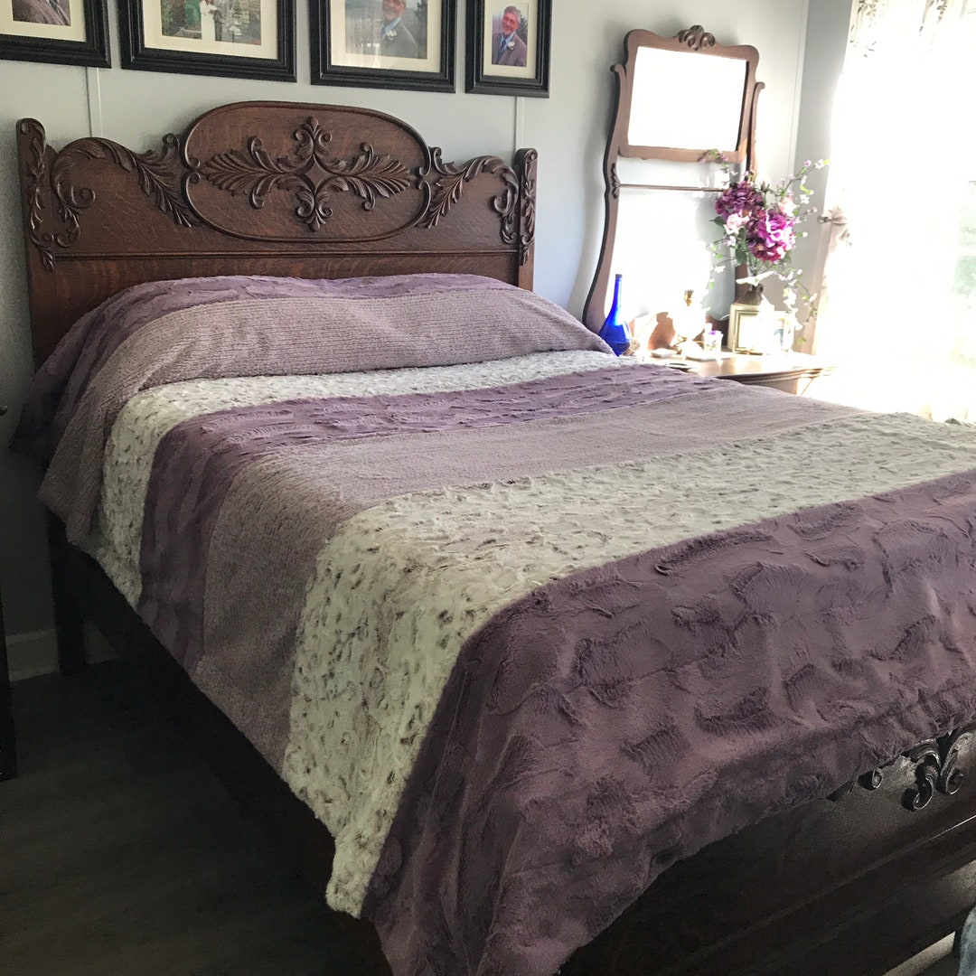 Bed Size Minky Strip Blanket, Full Size Strip Minky, Queen Size Strip