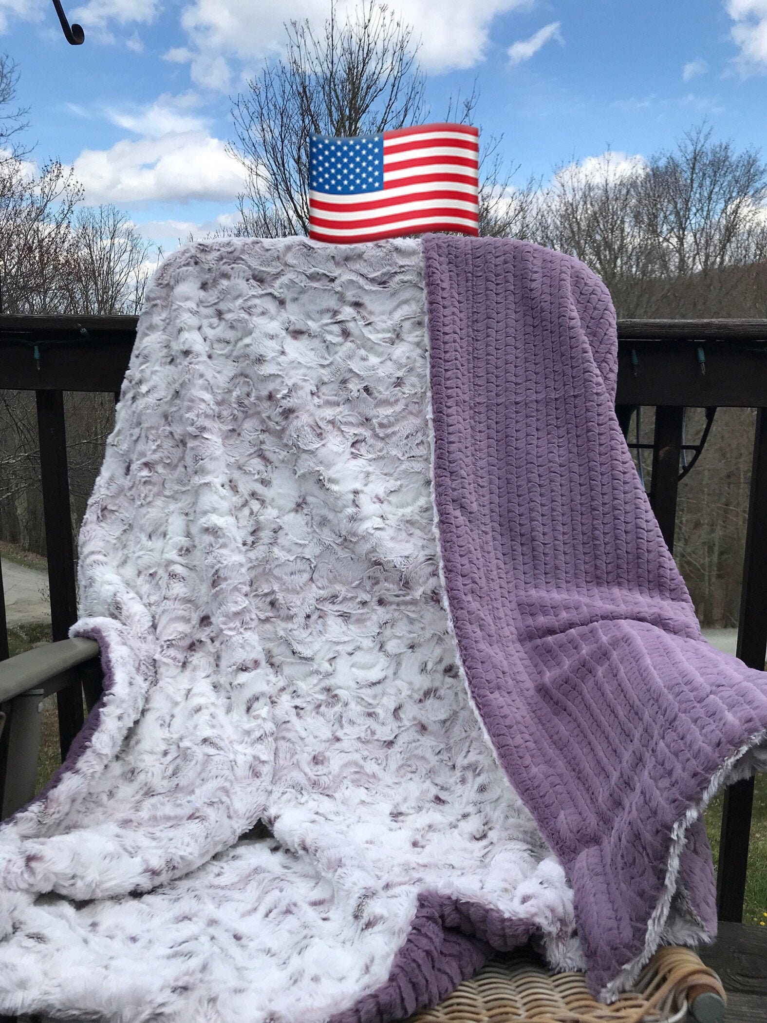 Elderberry Snowy Owl Minky Blanket, Faux Fur Minky Throw, 2 Layer Minky Blanket, XL Minky Throw, Han