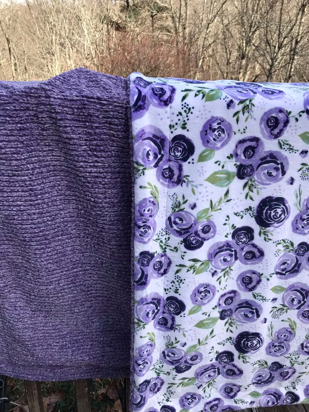 Rosie Cuddle Purple Minky Throw Blanket, Christmas Gift, Luxurious Soft