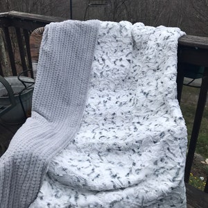 Snowy Owl Minky Throw, Gift for Men, Grey Minky Throw, Faux Fur Blanket, 2 Layer Minky Blanket, Gift for Dad, ***Choose Your Backing***