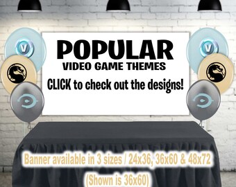 popular video games party banner - fortnite battle royale birthday banner
