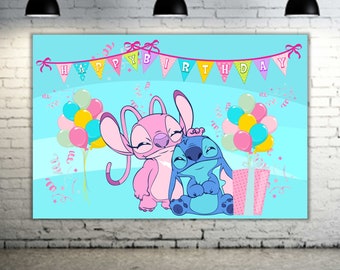 Stitch Angel Birthday Party Banner