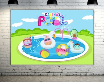 Squishy Girly Pool Party Banner