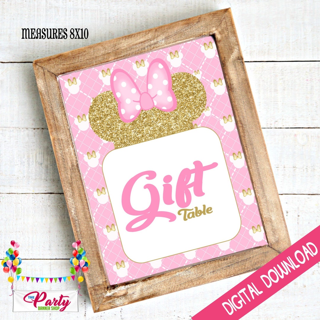 Gift Table Sign in Minnie Pink and Gold - Etsy