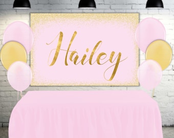 Pink and Gold Party Banner