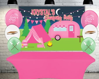 Glamping Party Banner Backdrop