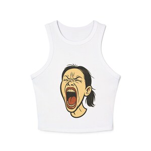 Micro Rib Racer Tank Top: Women&#39;s Fitted High Neck Cotton Blend
