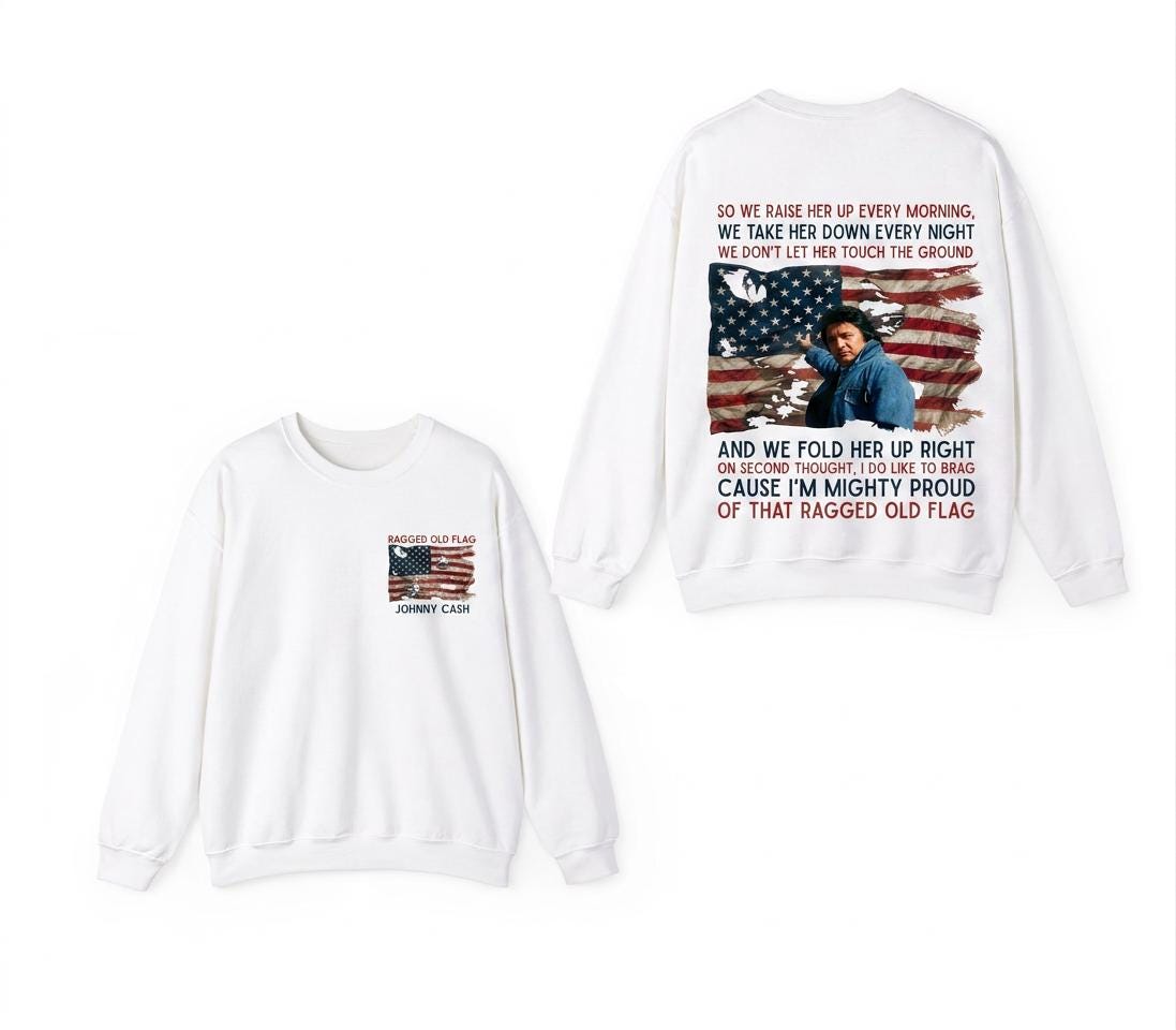Johnny Cash 4th of July Png, Ragged Old Flag Digital File, Legend of ...