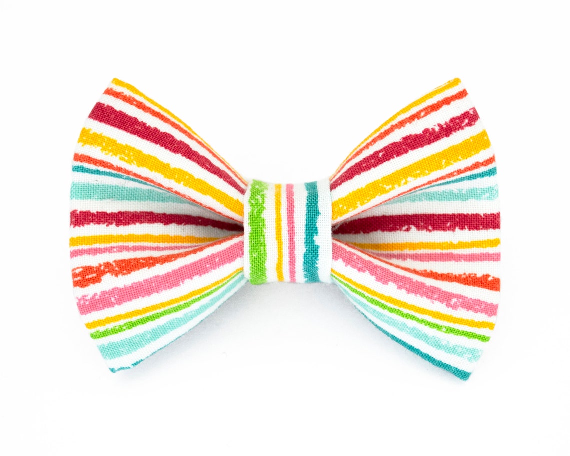 Small Dog Bow Tie Colourful Crayon Stripes. Pet Bowtie Etsy