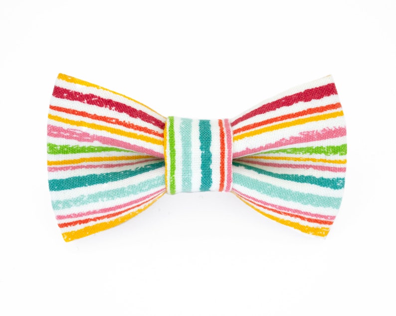 Small Dog Bow Tie Colourful Crayon Stripes. Pet Bowtie Etsy