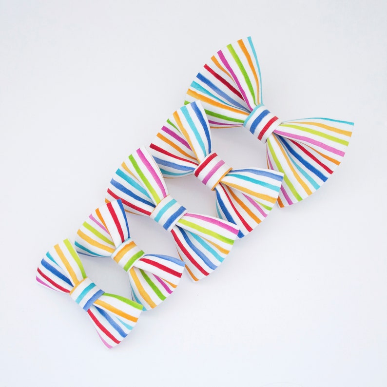 Large Dog Bow Tie Multicolour Rainbow Stripes. Pet Collar Etsy