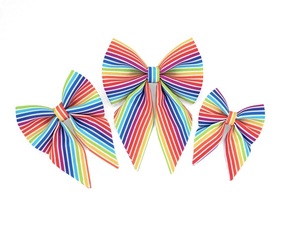 Dog Sailor Bow Tie - Rainbow Stripes - Pet Collar Accessory