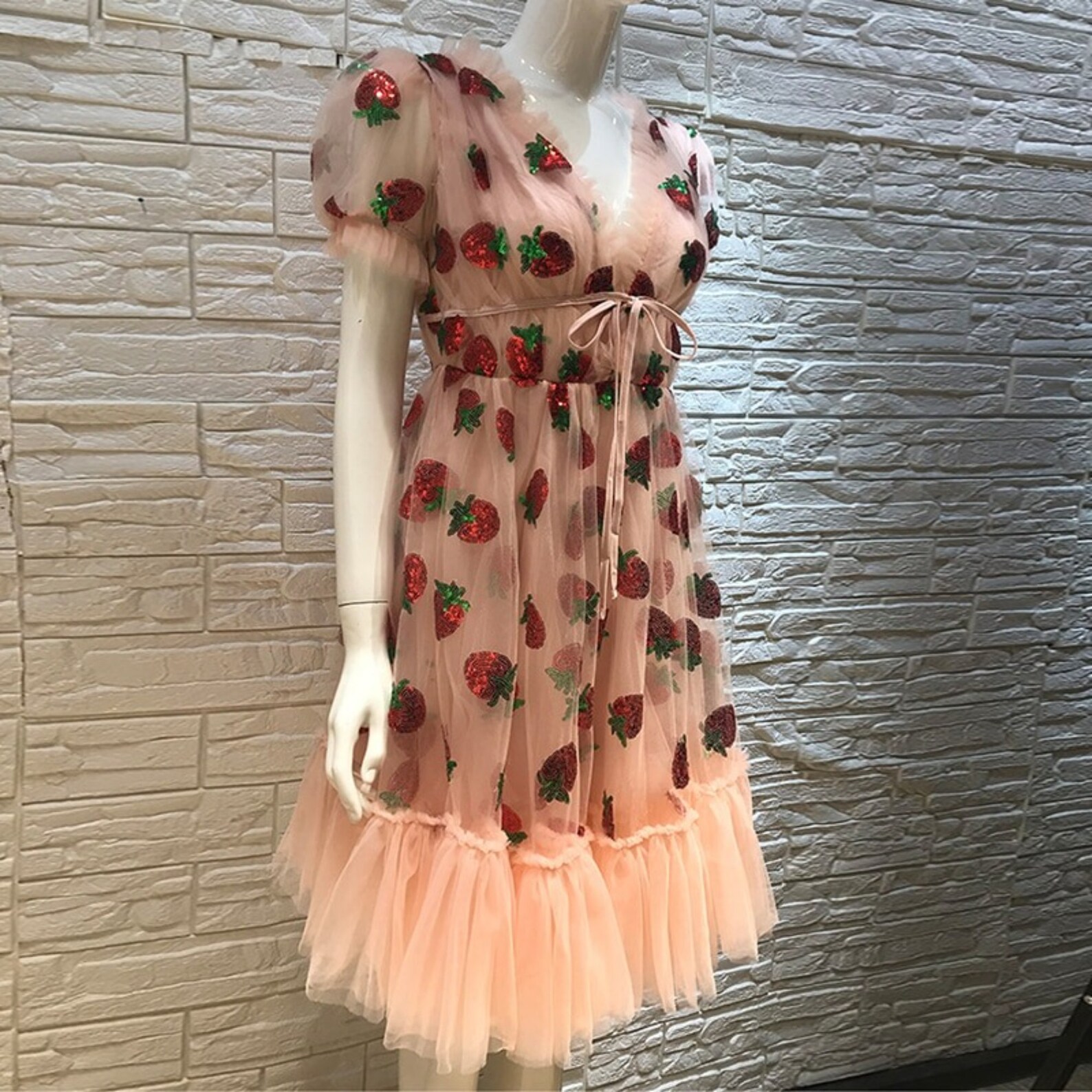 strawberry sequin tulle