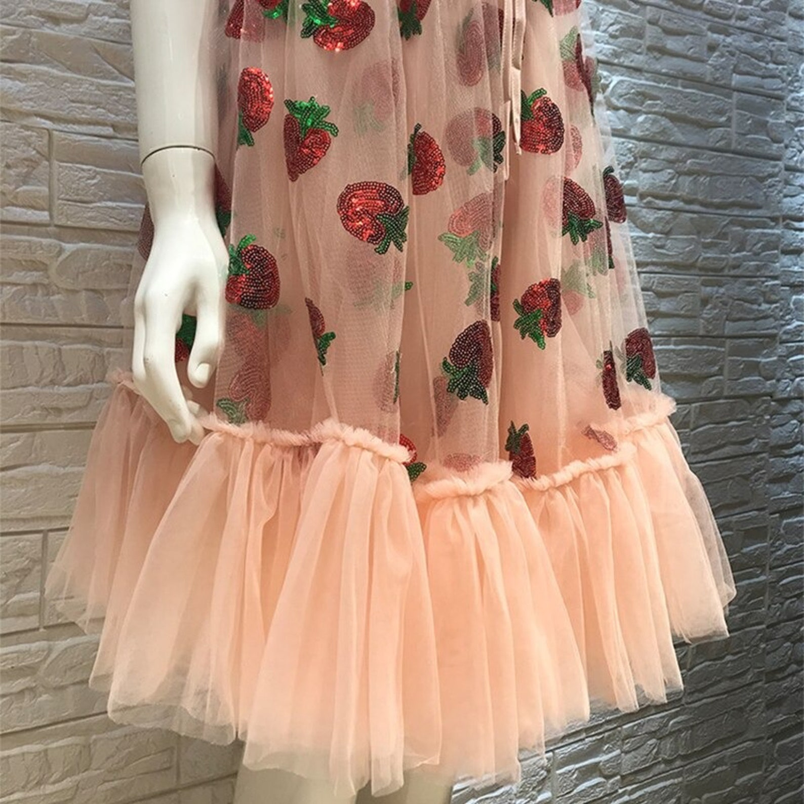 strawberry sequin tulle