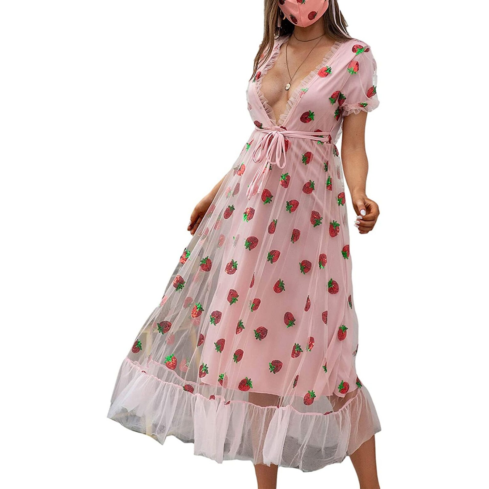 strawberry sequin tulle