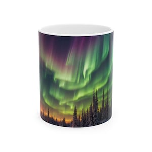 Aurora Borealis Mug, Aurora Borealis 11 oz Mug, Northern Lights - Ceramic Mug, Coffee Mug, Tea Cup, Drinkware, Gift for Nature