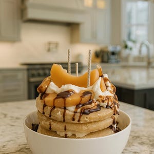 NEW!  STRONG SCENT!  3 wicks, Apple Cinnamon Pancake Candle, 20 oz., Apple Pancake Candle, Handmade Soy Candle, Food Candle, Dessert Candle