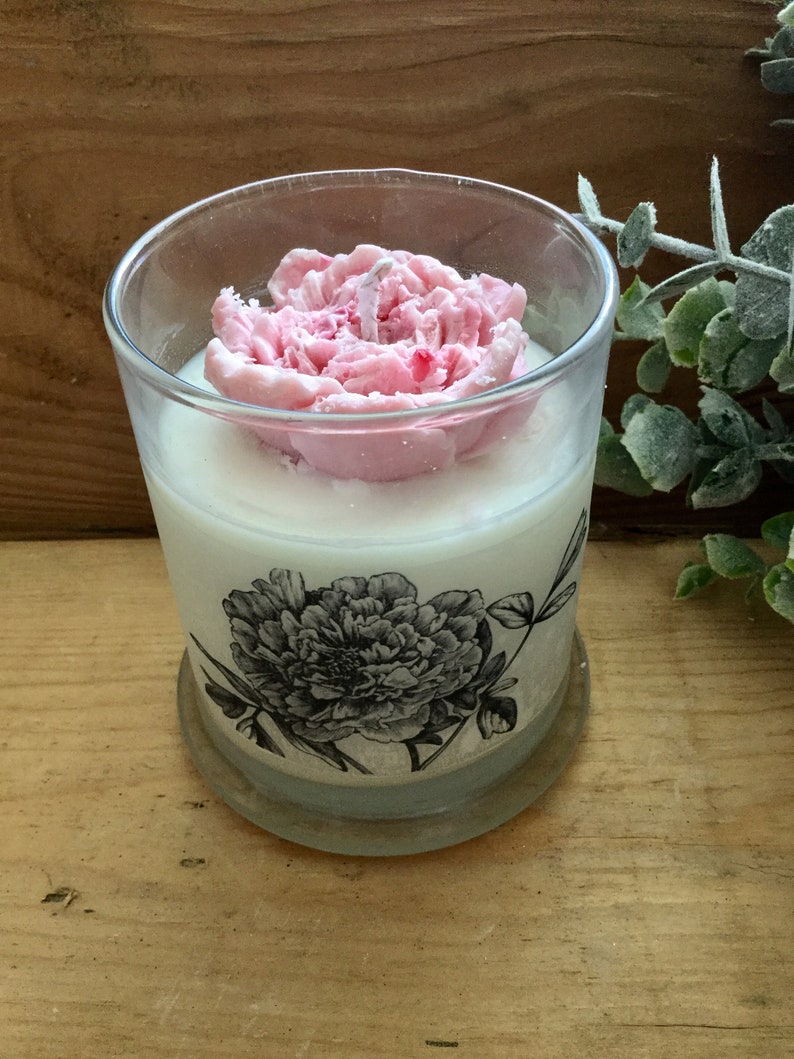 Peony Candle, Soy Candle, Floral Candle, Shabby Chic Decor, French Country, Farmhouse Style, Vegan Candle, Candle Gift, Birthday Gift image 10