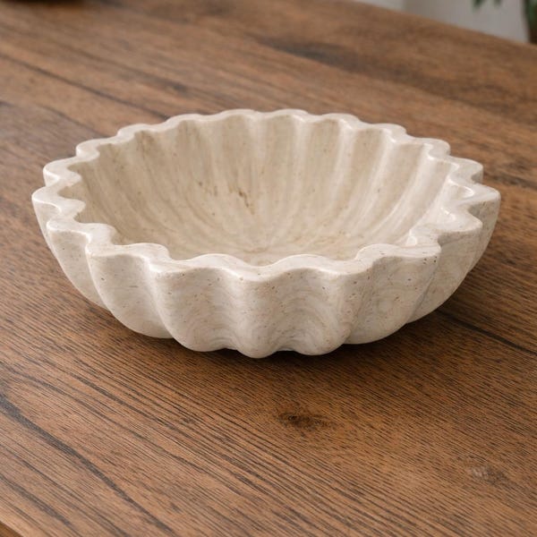 Limited Studio Seconds, Handmade Jesmonite Catchall Bowl, Scalloped Trinket Dish, 6” Decorative Bowl, Perfectly Imperfect Scalloped Bowl