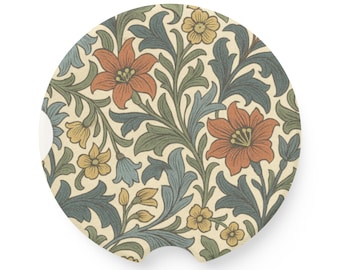 William Morris Car Coaster: Soapstone Floral Drink Holder