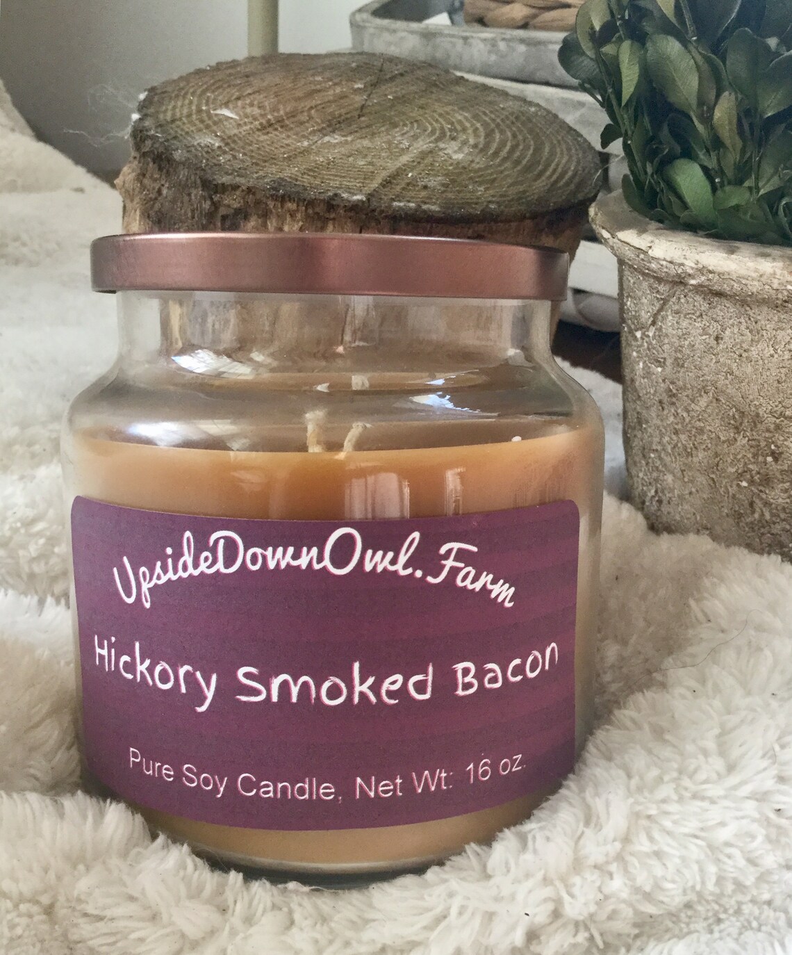 Bacon Candle Bacon Scented Candle Hickory Smoked Bacon Etsy