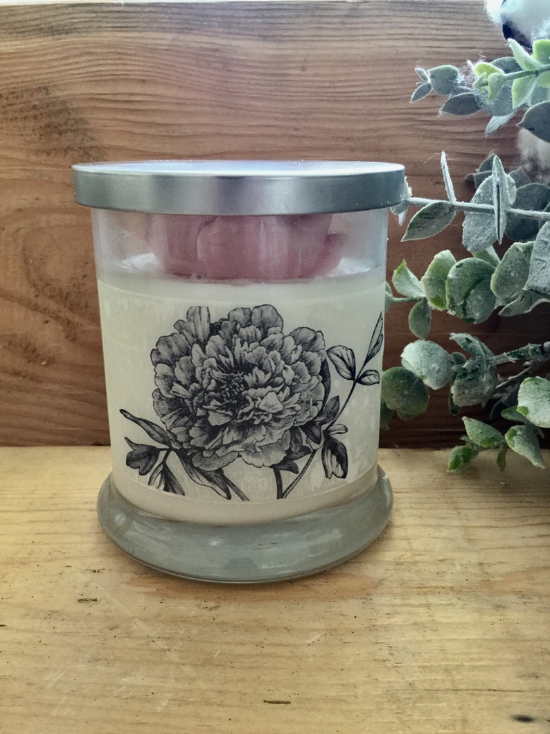 Peony Candle, Soy Candle, Floral Candle, Shabby Chic Decor, French Country, Farmhouse Style, Vegan Candle, Candle Gift, Birthday Gift image 1